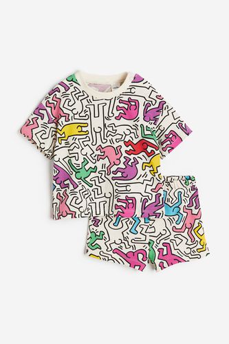 Teiliges Set aus bedruckter Baumwolle Cremefarben/Keith Haring, T-Shirts & Tops in Größe 74. Farbe: - H&M - Modalova