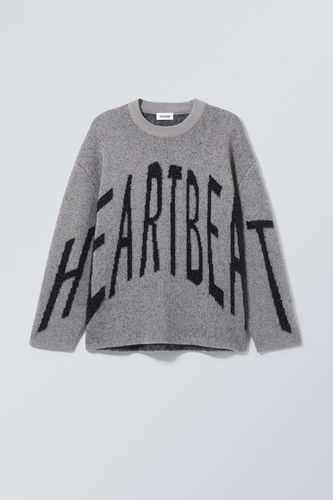Oversized-Pullover im Jacquard-Strick Teo Heartbeat/Grau in Größe S. Farbe: - Weekday - Modalova