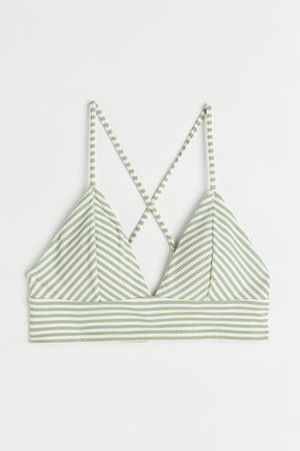Wattiertes Bikinitop Hellgrün/Weiß gestreift, Bikini-Oberteil in Größe 34. Farbe: - H&M - Modalova