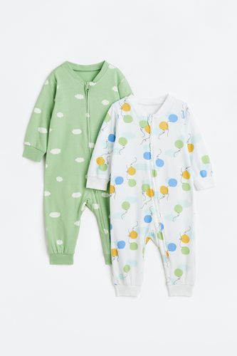 Er-Pack Baumwollschlafanzüge mit Print Hellgrün/Wolken, Pyjamas in Größe 50. Farbe: - H&M - Modalova
