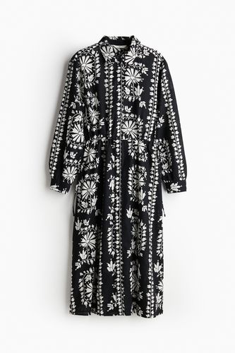 Blusenkleid aus Leinenmix Schwarz/Gemustert, Alltagskleider in Größe XS. Farbe: - H&M - Modalova