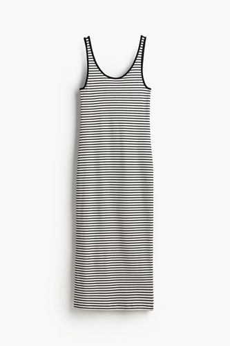Geripptes Jerseykleid Weiß/Schwarz gestreift, Alltagskleider in Größe L. Farbe: - H&M - Modalova