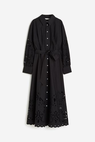 Blusenkleid mit Broderie Anglaise Schwarz, Alltagskleider in Größe XS. Farbe: - H&M - Modalova