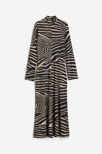 Langes Jerseykleid Schwarz/Zebraprint, Alltagskleider in Größe XS. Farbe: - H&M - Modalova
