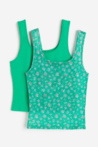 Er-Pack Pyjamatops mit Spitzenbesatz Grün/Geblümt, Pyjama-Oberteile in Größe S. Farbe: - H&M - Modalova