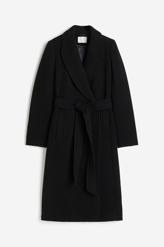 Mantel aus Wollmischung mit Bindegürtel Schwarz, Mäntel in Größe 34. Farbe: - H&M - Modalova