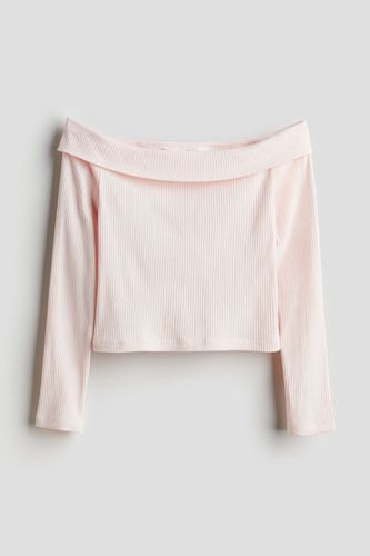 Geripptes Off-Shoulder-Shirt Hellrosa, Hemden & Blusen in Größe 158/164. Farbe: - H&M - Modalova