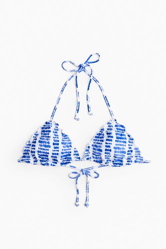 Wattiertes Triangel-Bikinitop Weiß/Blau gemustert, Bikini-Oberteil in Größe 42. Farbe: - H&M - Modalova