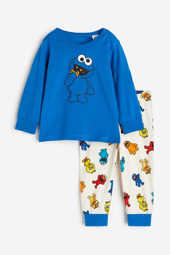 Bedruckter Baumwollpyjama Knallblau/Sesamstraße, Pyjamas in Größe 50. Farbe: - H&M - Modalova
