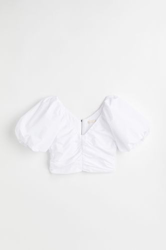 Gerafftes Shirt mit Puffärmeln Weiß, Tops in Größe XXL. Farbe: - H&M - Modalova