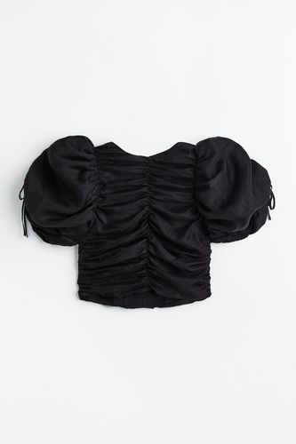 Geraffte Bluse mit Puffärmeln Schwarz, Blusen in Größe XS. Farbe: - H&M - Modalova