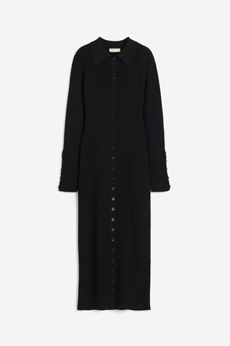 Durchgeknöpftes Kleid in Rippstrick Schwarz, Alltagskleider Größe S. Farbe: - H&M - Modalova