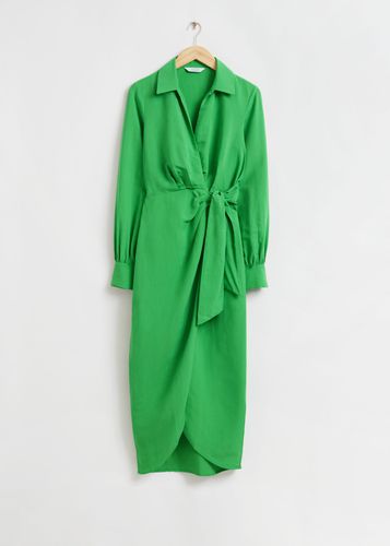 Midi-Wickelkleid mit Kragen Hellgrün, Alltagskleider in Größe 32. Farbe: - & Other Stories - Modalova