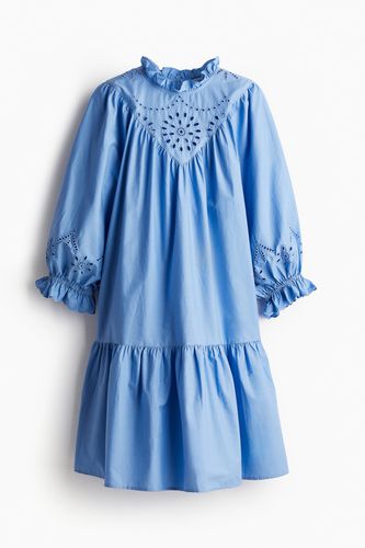 Kleid mit Broderie Anglaise Blau, Alltagskleider in Größe XS. Farbe: - H&M - Modalova