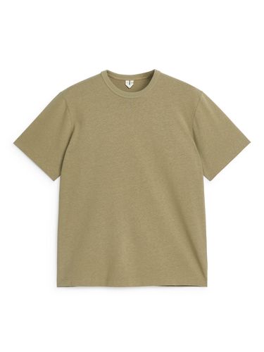 T-Shirt aus Baumwolle und Leinen Khaki in Größe XS. Farbe: green - Arket - Modalova