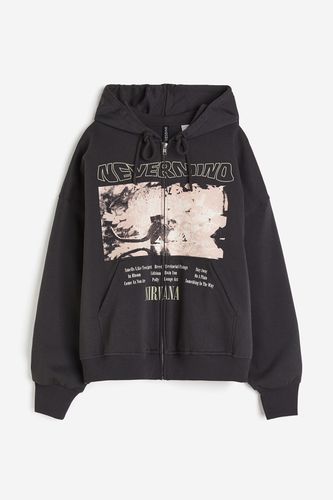 Oversized Hoodiejacke mit Print Schwarz/Nirvana, Hoodies in Größe XXS. Farbe: - H&M - Modalova