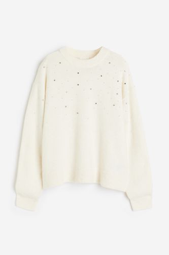 Pullover mit Perlen Cremefarben in Größe S. Farbe: - H&M - Modalova