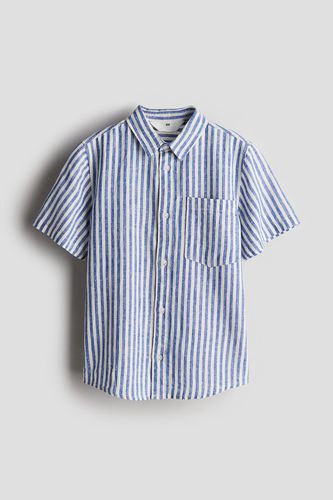 Kurzarmhemd aus Leinenmix Blau/Weiß gestreift, Hemden & Blusen in Größe 152. Farbe: - H&M - Modalova