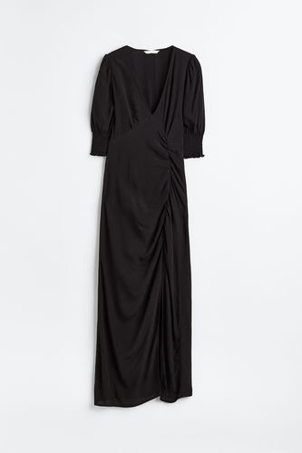 Crêpe-Kleid mit Puffärmeln Schwarz, Alltagskleider in Größe XS. Farbe: - H&M - Modalova