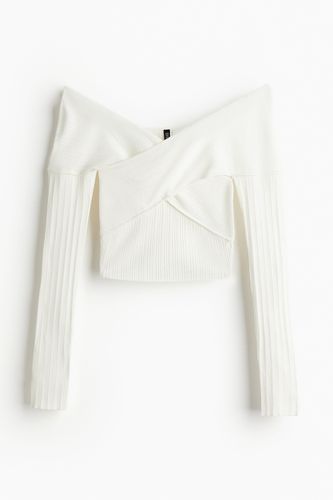 Schulterfreies Shirt in Rippstrick Cremefarben, Tops Größe XS. Farbe: - H&M - Modalova