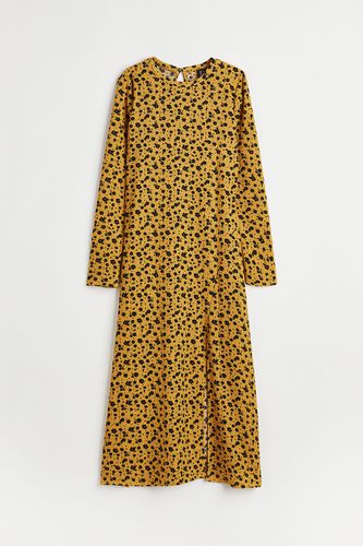 Gecrinkeltes Jerseykleid Senfgelb/Klein geblümt, Alltagskleider in Größe XXS. Farbe: - H&M - Modalova