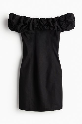 Schulterfreies Kleid mit Volants Schwarz, Party kleider in Größe XS. Farbe: - H&M - Modalova