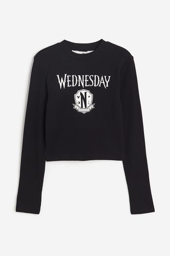 Jerseyshirt mit Print Schwarz/Wednesday, T-Shirts & Tops in Größe 170. Farbe: - H&M - Modalova