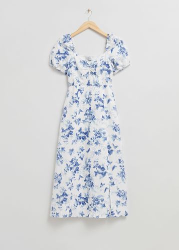 Midikleid mit Puffärmeln Weiß/Blauer Blumenprint, Alltagskleider in Größe 36. Farbe: - & Other Stories - Modalova
