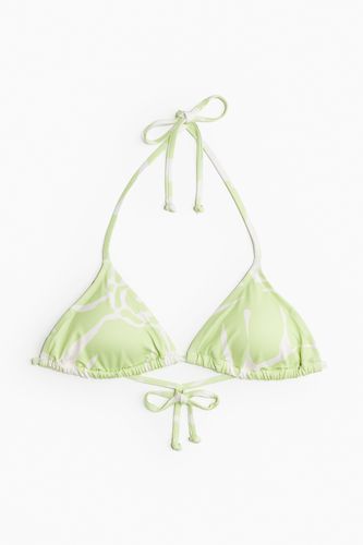 Wattiertes Triangel-Bikinitop Limegrün/Geblümt, Bikini-Oberteil in Größe 42. Farbe: - H&M - Modalova