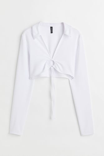 Cropped Shirt mit Kragen Weiß, Tops in Größe 32. Farbe: - H&M - Modalova