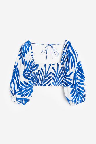 Cropped Bluse Weiß/Blau gemustert, Blusen in Größe XL. Farbe: - H&M - Modalova