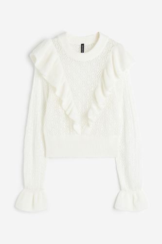 Pointellestrick-Pullover mit Volants Weiß in Größe S. Farbe: - H&M - Modalova