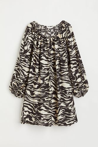 Crêpe-Kleid mit Ballonärmeln Hellbeige/Zebraprint, Alltagskleider in Größe XS. Farbe: - H&M - Modalova