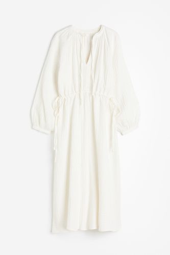 Doppelt gewebtes Baumwollkleid mit Bindedetail Cremefarben, Alltagskleider in Größe L. Farbe: - H&M - Modalova