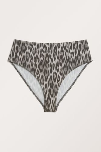 Graue Bikinihose mit Leopardenmuster und hohem Bund Graues, Bikini-Unterteil in Größe XS. Farbe: - Monki - Modalova