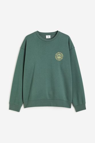 Bedrucktes Sweatshirt in Loose Fit Grün/Peace-Symbol, Sweatshirts Größe XS. Farbe: - H&M - Modalova