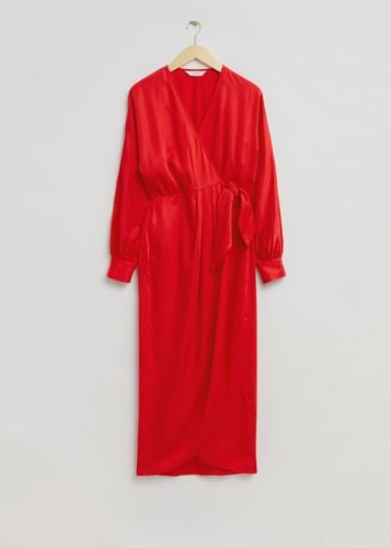 Lockeres Wickelkleid mit Faltendetail Leuchtend Rot, Alltagskleider in Größe 32. Farbe: - & Other Stories - Modalova