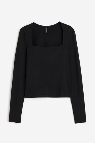 Jerseyshirt mit eckigem Ausschnitt Schwarz, Tops in Größe XL. Farbe: - H&M - Modalova