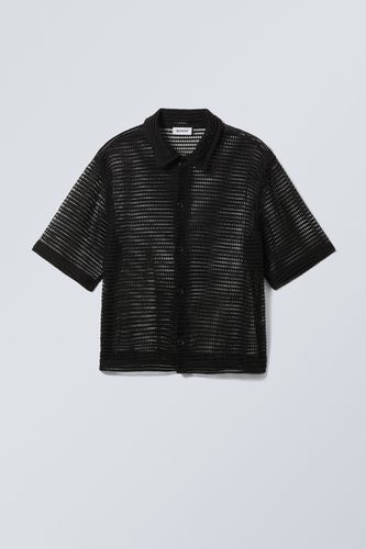 Kurzärmliges Hemd aus Netzstoff in Boxy-Passform Schwarz, Freizeithemden Größe M. Farbe: - Weekday - Modalova