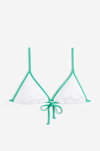 Wattiertes Triangel-Bikinitop Weiß/Knallgrün, Bikini-Oberteil in Größe 42. Farbe: - H&M - Modalova
