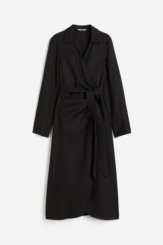 Wickelkleid aus Leinenmischung Schwarz, Alltagskleider in Größe M. Farbe: - H&M - Modalova