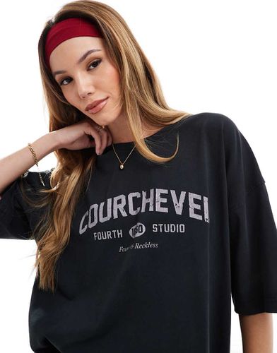 X Felicia Wedin - T-shirt antracite con grafica "Courchevel" - 4th & Reckless - Modalova