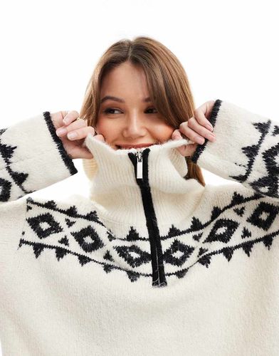 X Felicia Wedin - Maglione Fair Isle color crema con zip corta - 4th & Reckless - Modalova