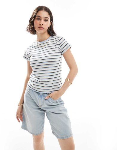 T-shirt effet rétréci style années 90 - Bleu serein à rayures - Cotton On - Modalova