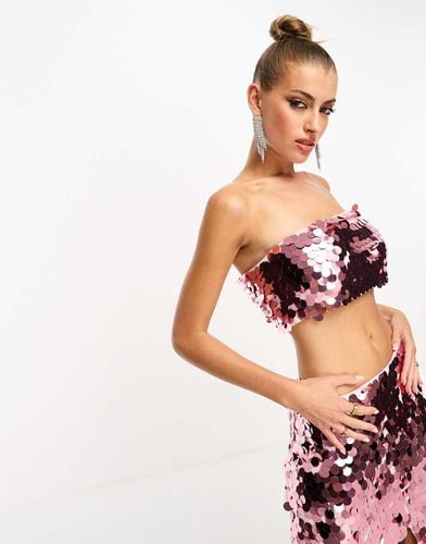 Crop top a fascia in paillettes a disco in coordinato - Collective The Label - Modalova