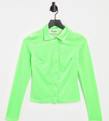 Camicia attillata in velluto fluo stile anni '90 in coordinato - Collusion - Modalova