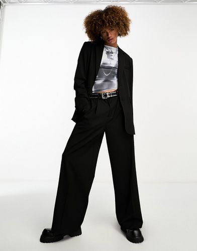 Pantaloni da abito premium nero gessato in coordinato - Collusion - Modalova
