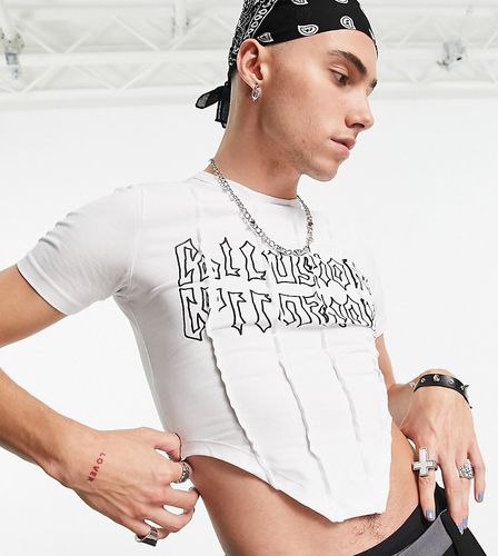 T-shirt con dettaglio stile corsetto con stampa grafica - Collusion - Modalova