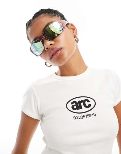 T-shirt aderente bianca con stampa "Arc" - Collusion - Modalova