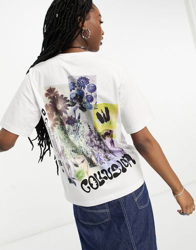 T-shirt oversize bianca con grafica floreale stampata - Collusion - Modalova
